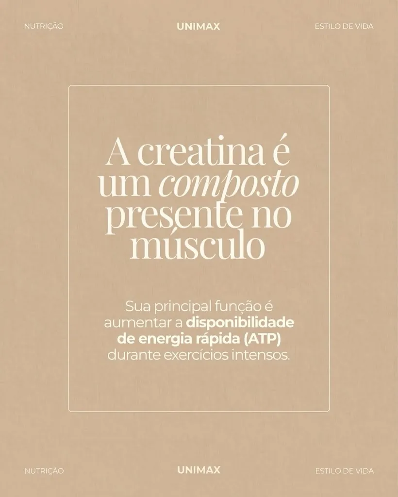 A creatina é um composto presente no músculo que aumenta a energia rápida