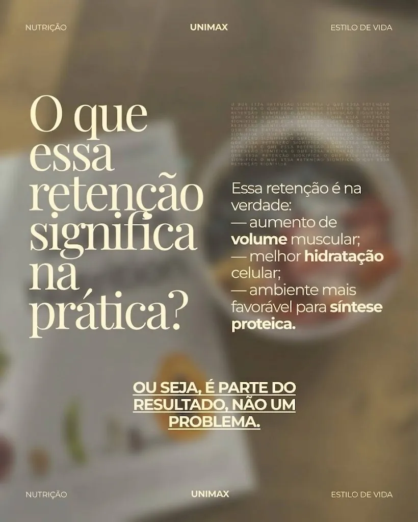 O que essa retenção significa na prática: volume muscular, hidratação e síntese proteica